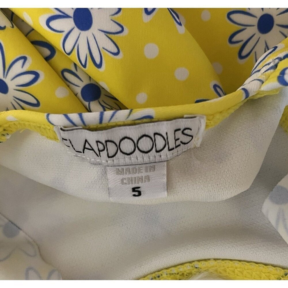 NEW Flapdoodles Girls Size 5 Floral Ruffle One Piece Swimsuit Yellow - Picture 2 of 12